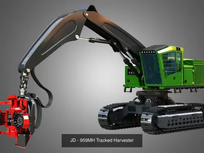 JD - 959MH Tracked Forest Machine 3  in 1 3D Model Pack