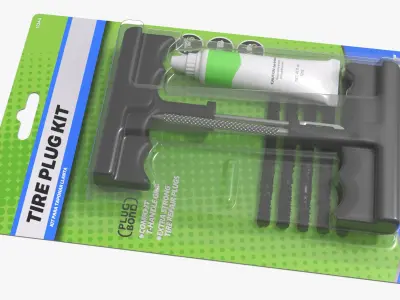 Universal Tire Plug Repair Kit with Sealant in Package 3D model
