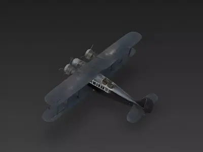 WWI Heavy Night Bomber - Cabin Variant 3D Model Low-poly 3D model