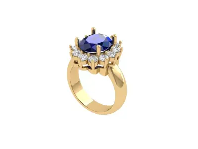 Oval Art Deco Ring 3D print model 13