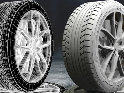 porsche car tyre 3D model