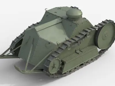 American Light Tank M1918 Ford 3-ton tank Low-poly 3D model