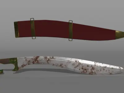 Falcata sword and knife Low-poly 3D model