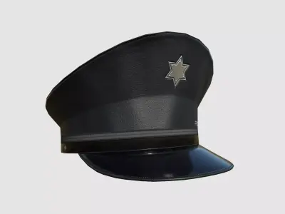 Police Cap 04 Black - Military Character Design Fashion Low-poly 3D model