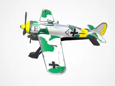 Focke-Wulf Fw 190 German WW1 Fighter Plane Low-poly 3D model