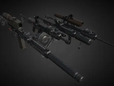 Modular assault rifle 3D model