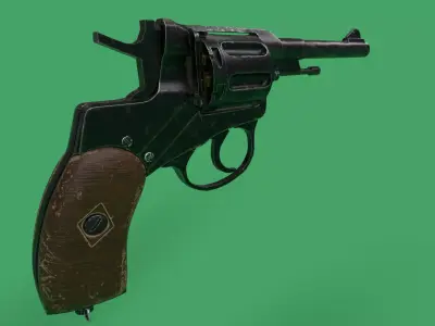 Nagant Revolver Gun Low-poly 3D model