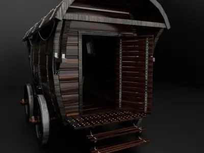 Vintage Horse Carriage Low-poly 3D model