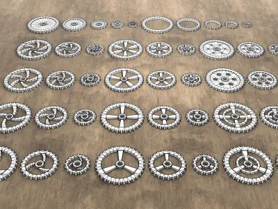 Low poly cogwheel gear set Low-poly 3D model