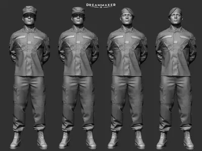 Soldier with hands behind 3D print model