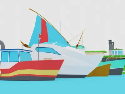 POLYGRUNT - 12 Low Poly Water Craft Pack  or Sea Vehicle Pack Low-poly 3D model