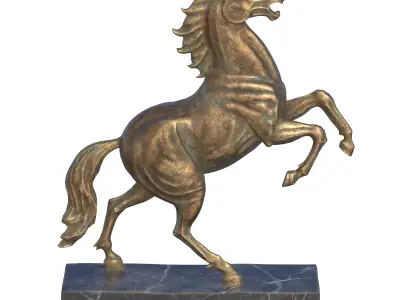 Rearing horse metal statues Low-poly 3D model