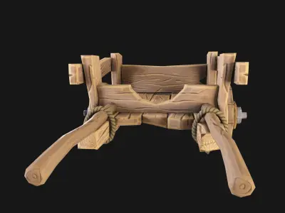 Stylized medieval cart Free low-poly 3D model