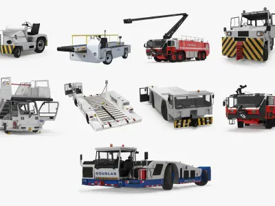 Rigged Airport Vehicles Collection1 3D model