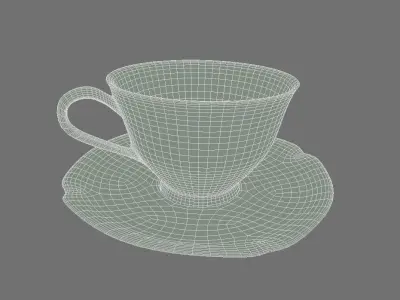 Tea Cup with Plate 3D model