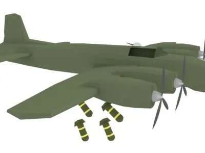 Bomb Plane WW2 - B17 USA - Low Poly Low-poly 3D model