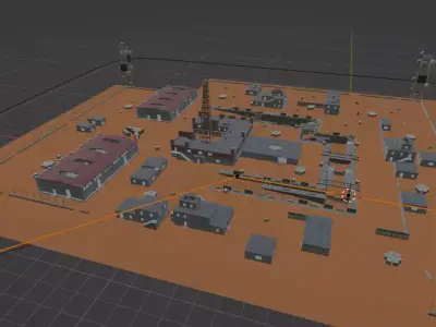 BootCamp power station in desert 3D model