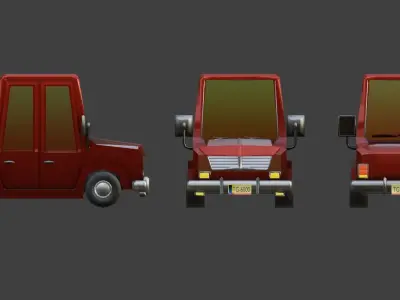 Low Poly Cartoon Car Low-poly 3D model