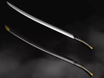 Sword and Scabbard - Elven Low-poly 3D model