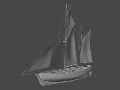  Wooden boat Low-poly 3D model
