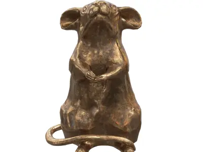 Rat metal statues Low-poly 3D model