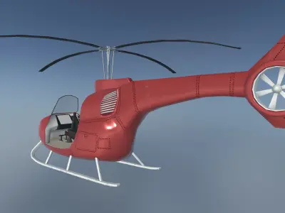 Single-seat helicopter Low-poly 3D model