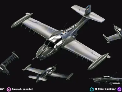B12 War Plane - 3D ASSET - Game Ready - 3D Art Low-poly 3D model
