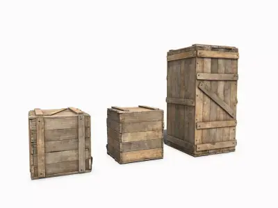 Wooden Boxes Low-poly PBR Free low-poly 3D model