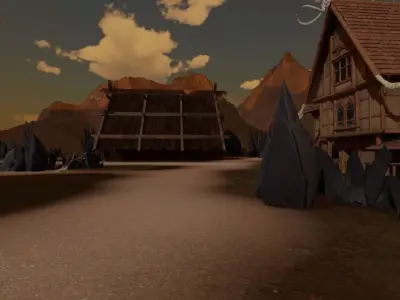 Desolate Settlement In Rugged Terrain 3D model