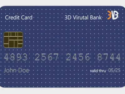 Credit Card V3 - Generic Payment Prop with Custom Design 3D model