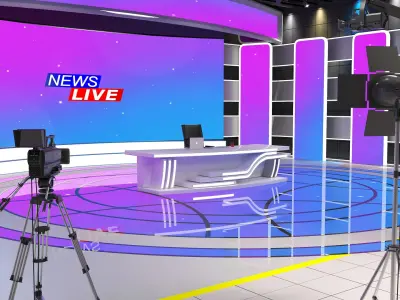  News Broadcast Studio Set 