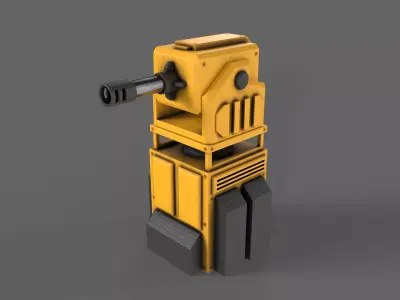 PBR Turret Gun 01 Yellow Low-poly 3D model