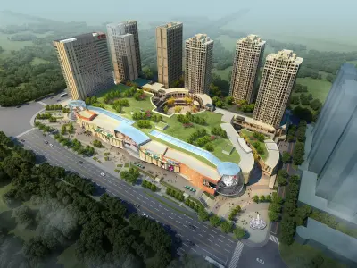 3Dmax fashion city commercial square building 329 3D model