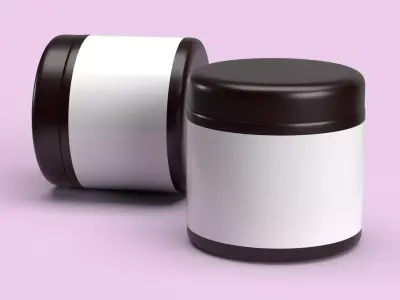 Cream jar big Low-poly 3D model