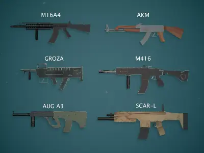 Low Poly AR Gun Pack Low-poly 3D model