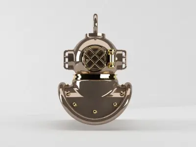diver gold diving helmet 3D model