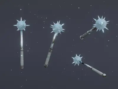 Set of 6 Elemental MorningStar - Medieval weapon -  Morning Star Low-poly 3D model