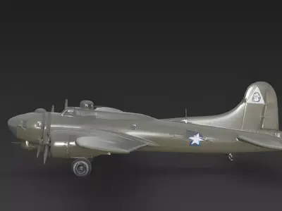American B-17 Flying Fortress 3D Model Low-poly 3D model