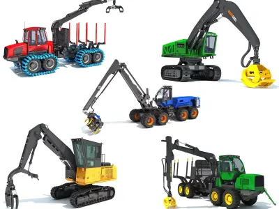 Forestry Machinery Set 3D Model Pack