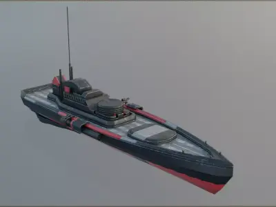Torpedo Drone Warship Low-poly 3D model