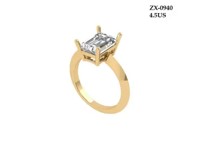 Emerald Engagement-ring 3D print model