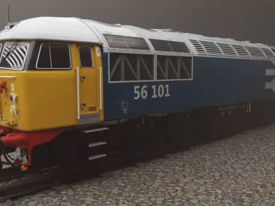 Class 56 Locomotive  Blue Yellow Livery with Large Logo 3D model