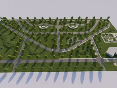 public park-Private Park Landscape 3D model 19