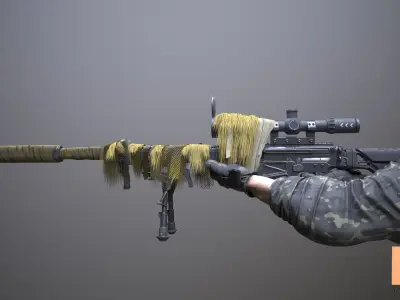 Sniper Rifle 03 Low-poly 3D model