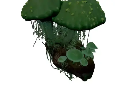 Bioluminescent Fantasy Mushroom Island 3D model