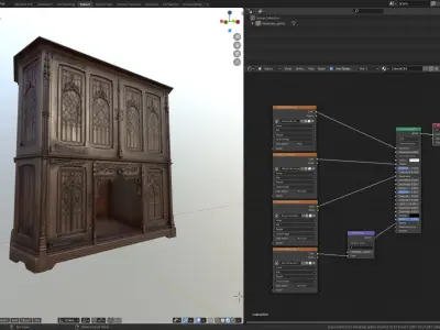 PBR Gothic Cabinet Low-poly 3D model