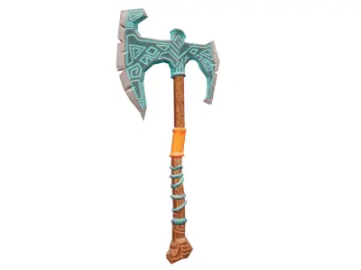Stylized fantasy axe Low-poly 3D model