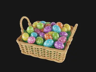 Easter Eggs Basket 02 3D model