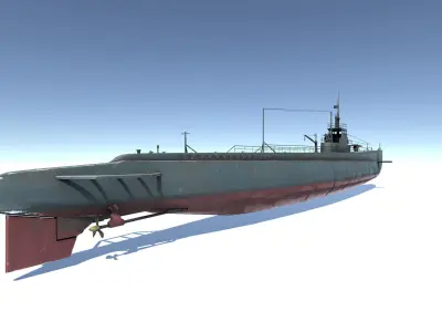 Old Submarine Low-poly 3D model