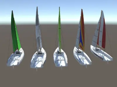 Low Poly Sail Boat Package Low-poly 3D model